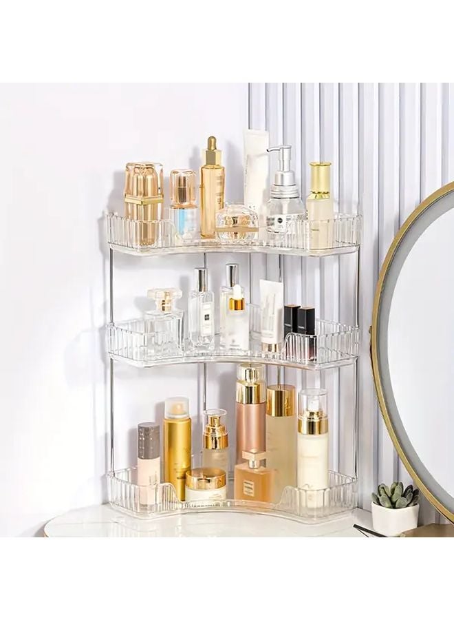 Transparent 2 Layers Corner Storage Rack Acrylic Makeup Organizer For Bathroom Desktop - Image 3